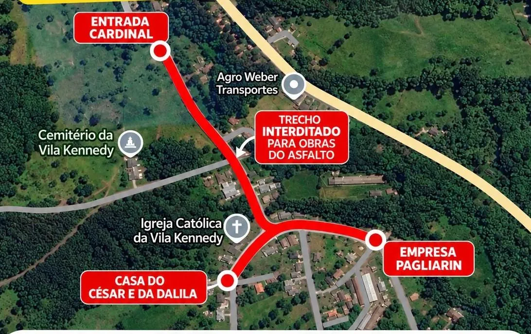 Trânsito está temporariamente interrompido na Vila Kennedy, em Luzerna