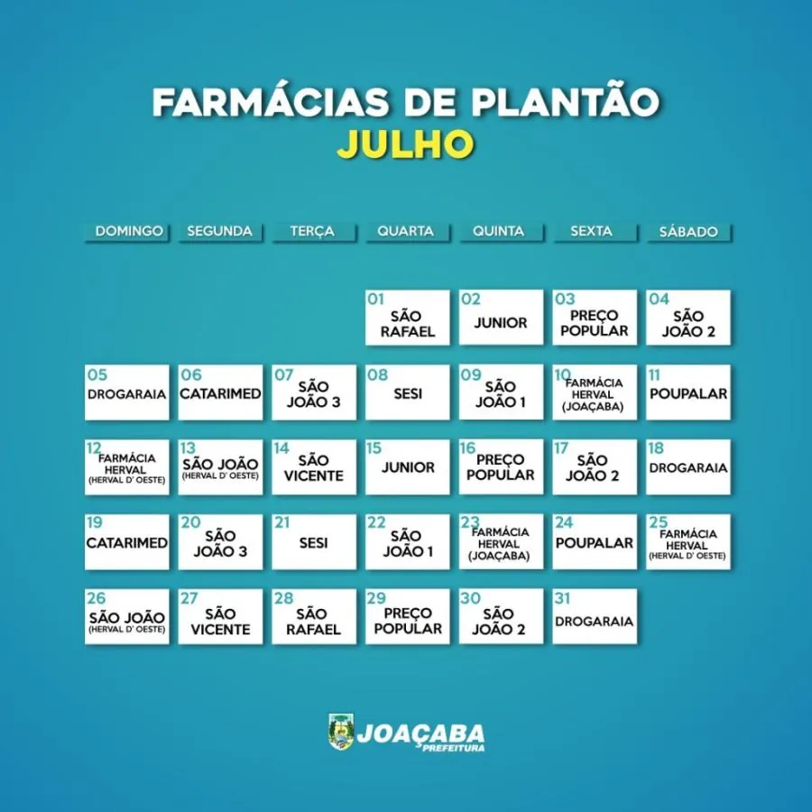Farmácias de Herval e Joaçaba terão plantão único a partir de hoje (01)