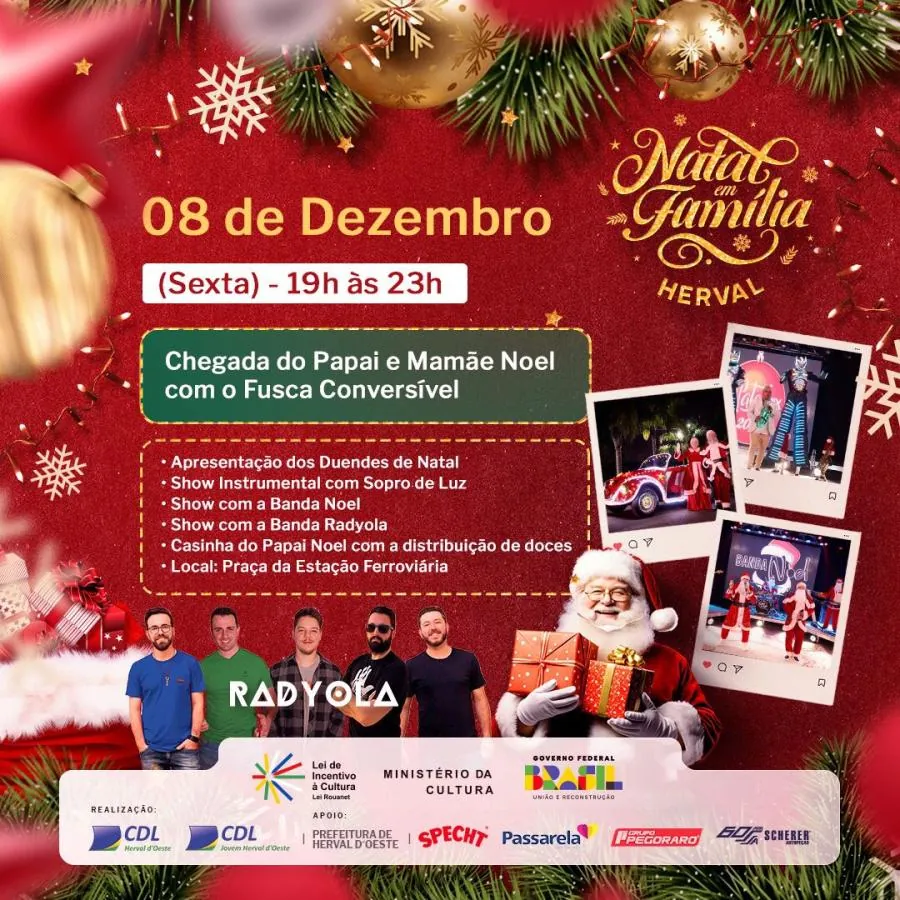 Abertura do Natal em Família Herval acontece neste final de semana em Herval d’Oeste