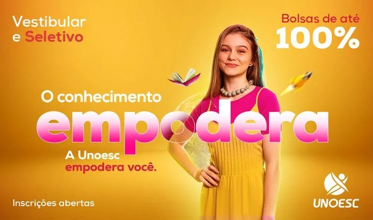 Estão abertas as inscrições para o Vestibular e Seletivo Unoesc
