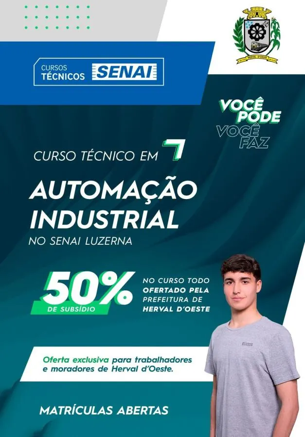 Herval d’Oeste está custeando 50% do curso de Automação Comercial do Senai Luzerna