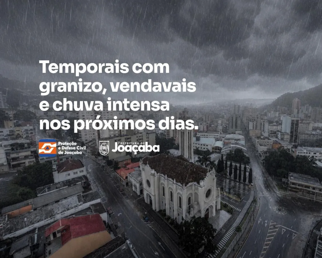 Defesa Civil de Joaçaba alerta para risco de temporais e chuva intensa no fim de semana