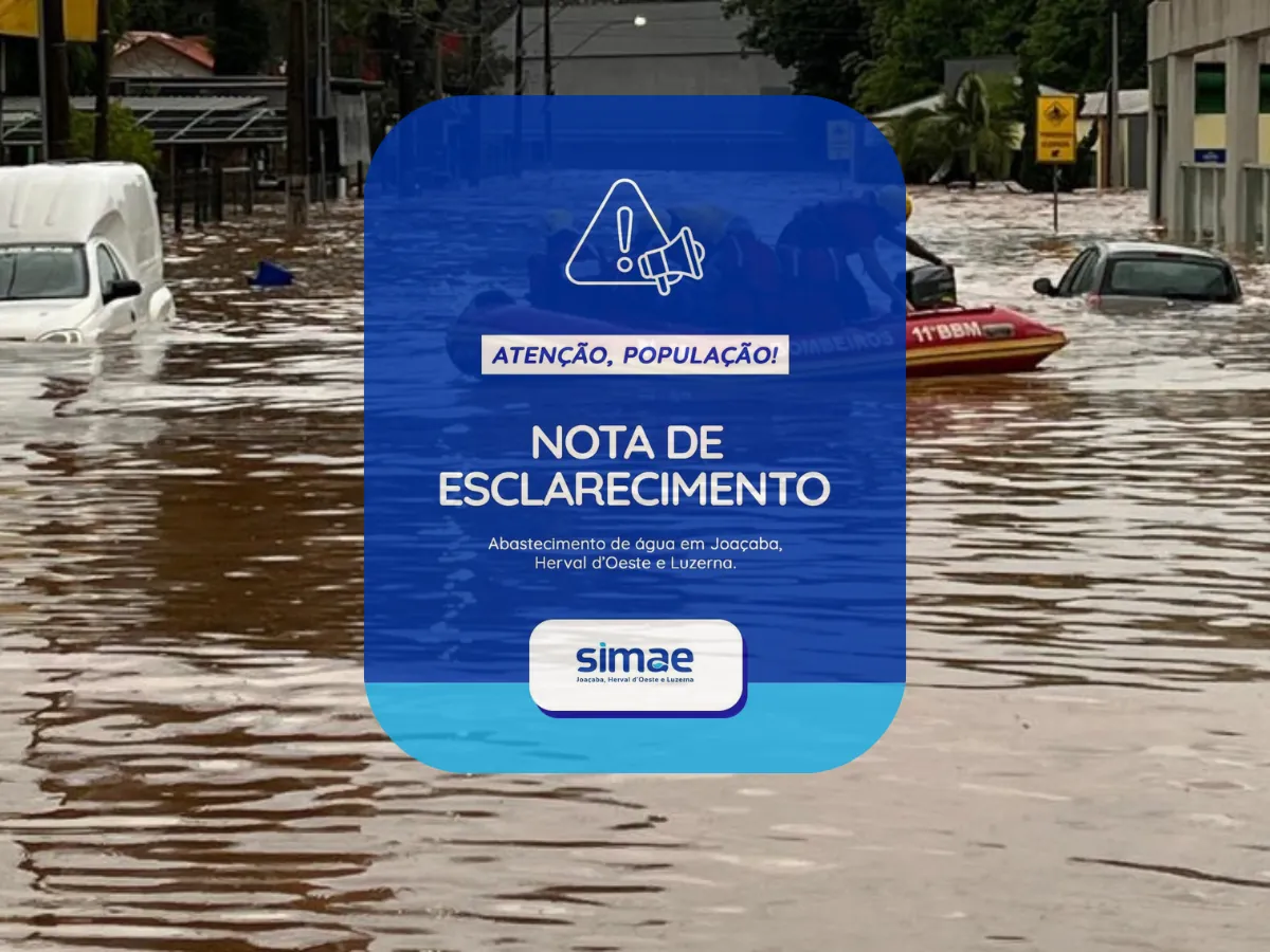 SIMAE divulga nota e esclarece problemas no abastecimento de água após fortes chuvas em Joaçaba, Herval d’Oeste e Luzerna