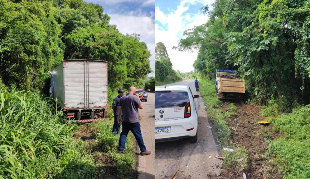 Motorista de Caminhão fica ferido após acidente em Joaçaba
