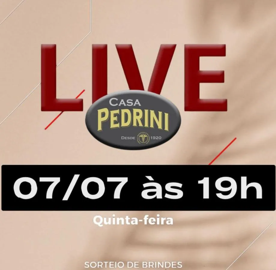 Casa Pedrini fará Live no Instagram com sorteio de brindes nesta quinta-feira (07)