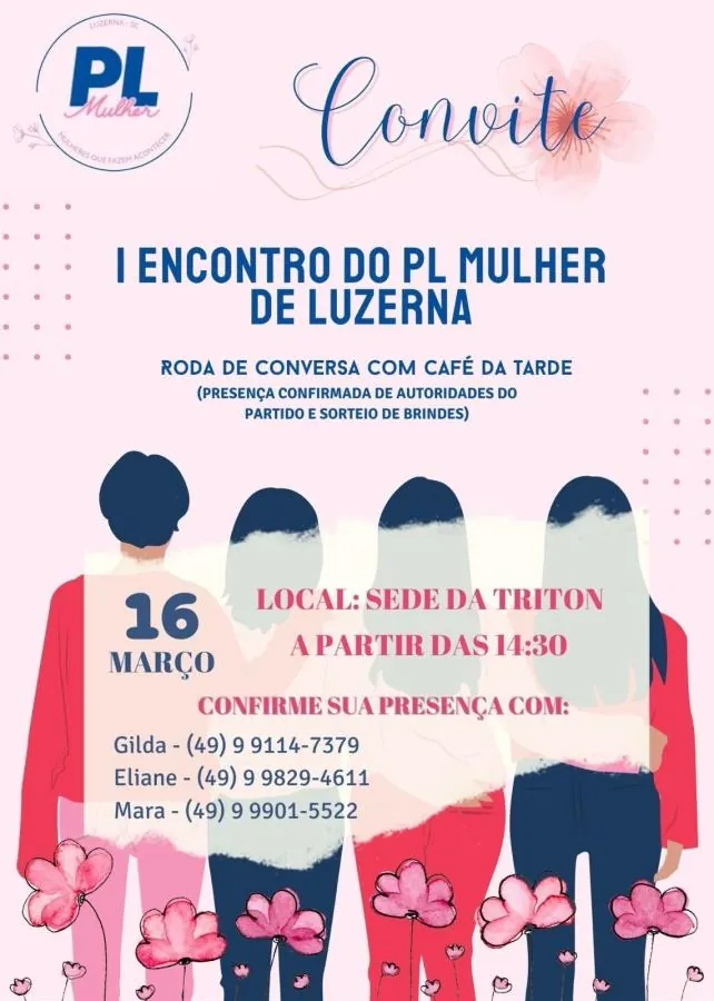 PL Mulher de Luzerna realizará encontro na tarde deste sábado (16)