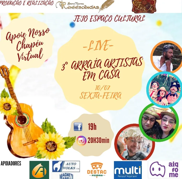 3 ° LIVE- ARRAIÁ ARTISTAS EM CASA ACONTECE HOJE