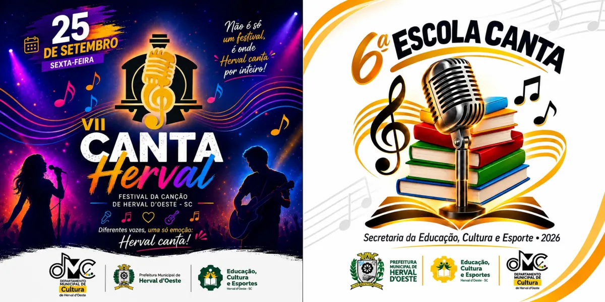 Inscrições para festivais “Canta Herval” e “A Escola Canta” encerram nesta segunda-feira (14) em Herval d’Oeste