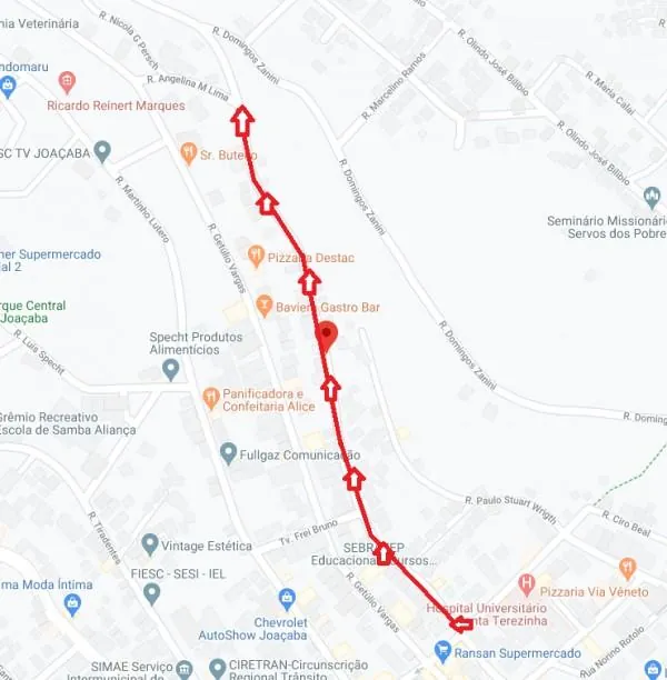 Parte da Rua Sete de Setembro será transformada em mão única em Joaçaba