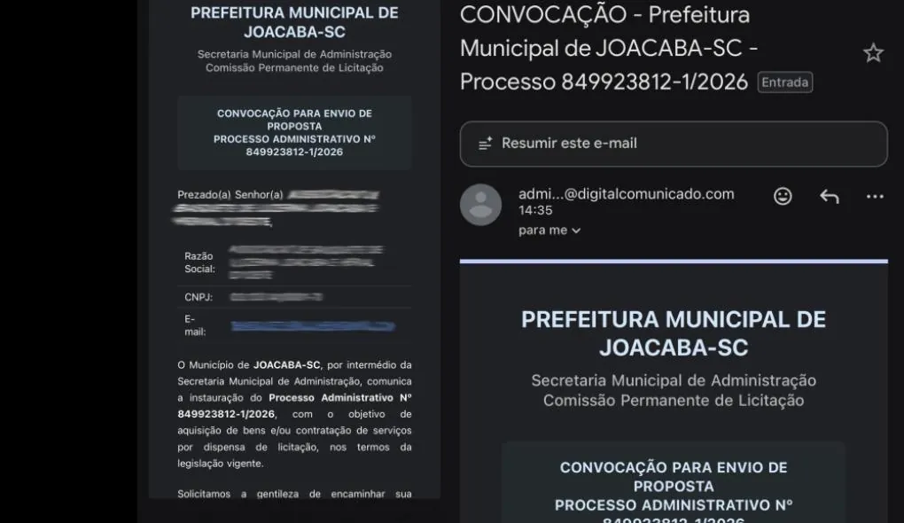 Prefeitura de Joaçaba alerta sobre tentativa de golpe envolvendo falsas dispensas de licitação