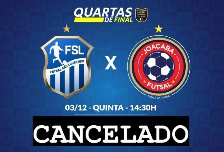 Jogos das quartas de final da Série Ouro de Futsal estão suspensos