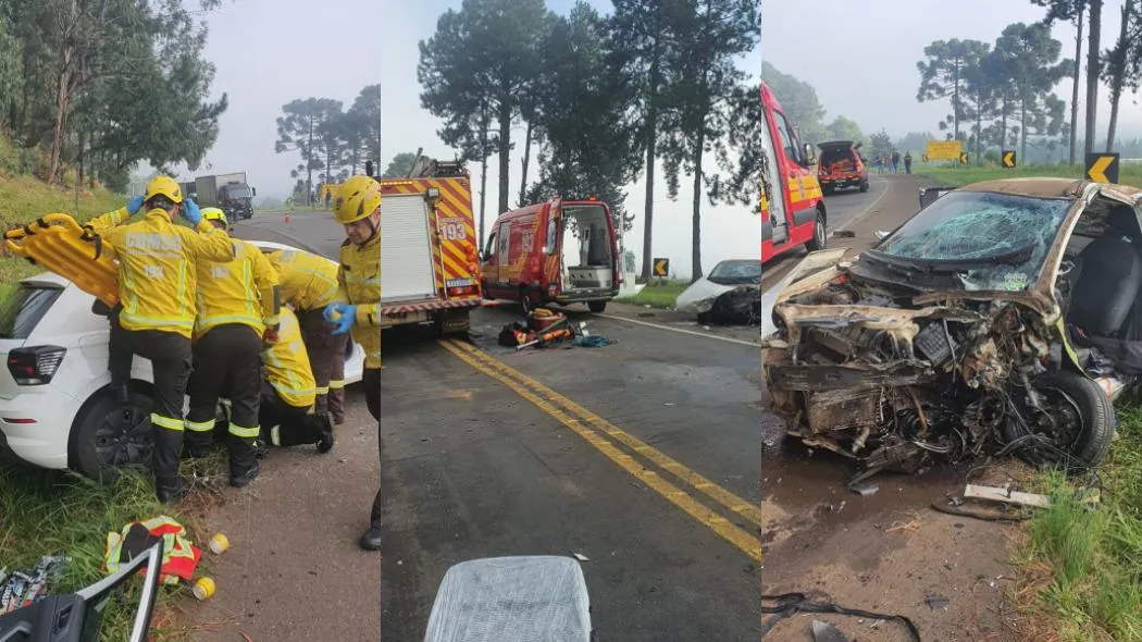 Colisão entre carros deixa dois feridos na BR-282, em Joaçaba