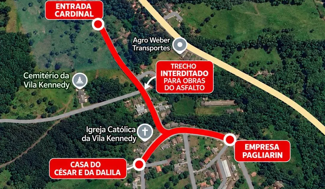Obras de asfaltamento provocam interdição total de trânsito na Vila Kennedy, em Luzerna