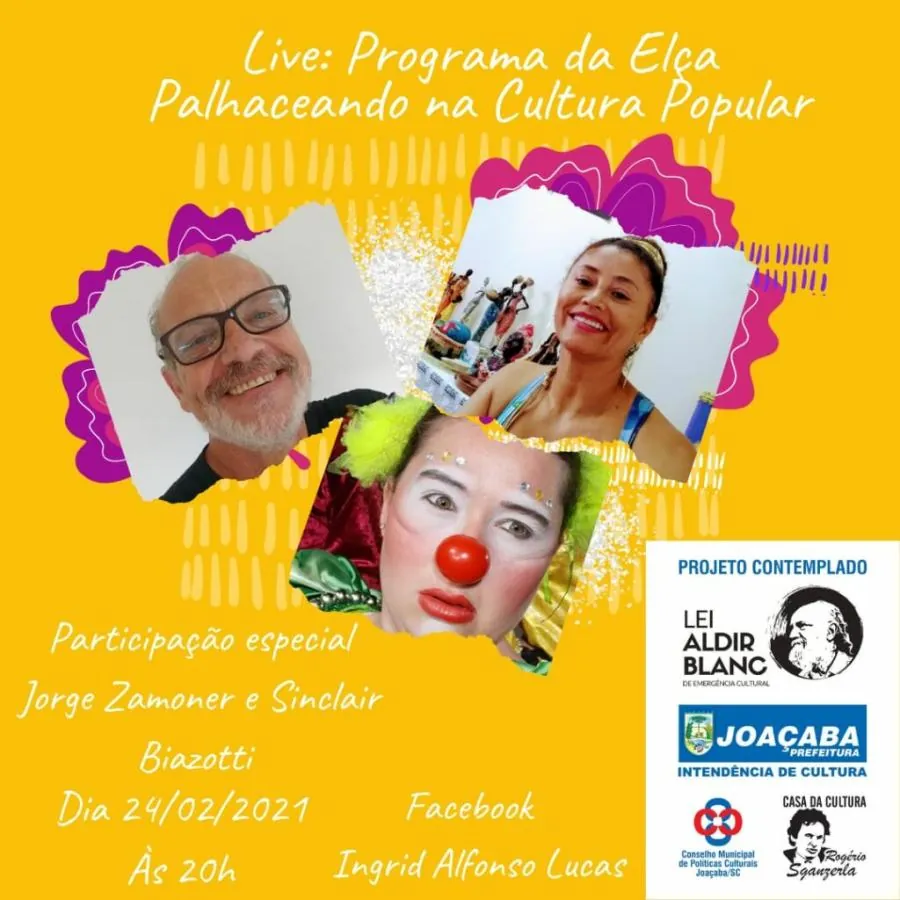 Programa da Elça Palhaceando na Cultura Popular de Joaçaba.