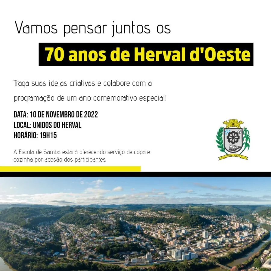 Herval d’Oeste promoverá Seminário para discutir comemorações dos 70 anos do município