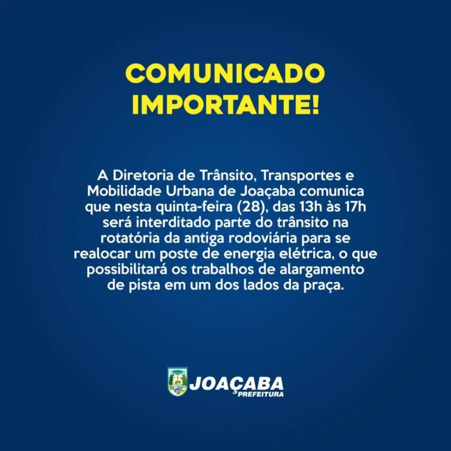 Rotatória terá trânsito parcialmente interrompido nesta quinta-feira