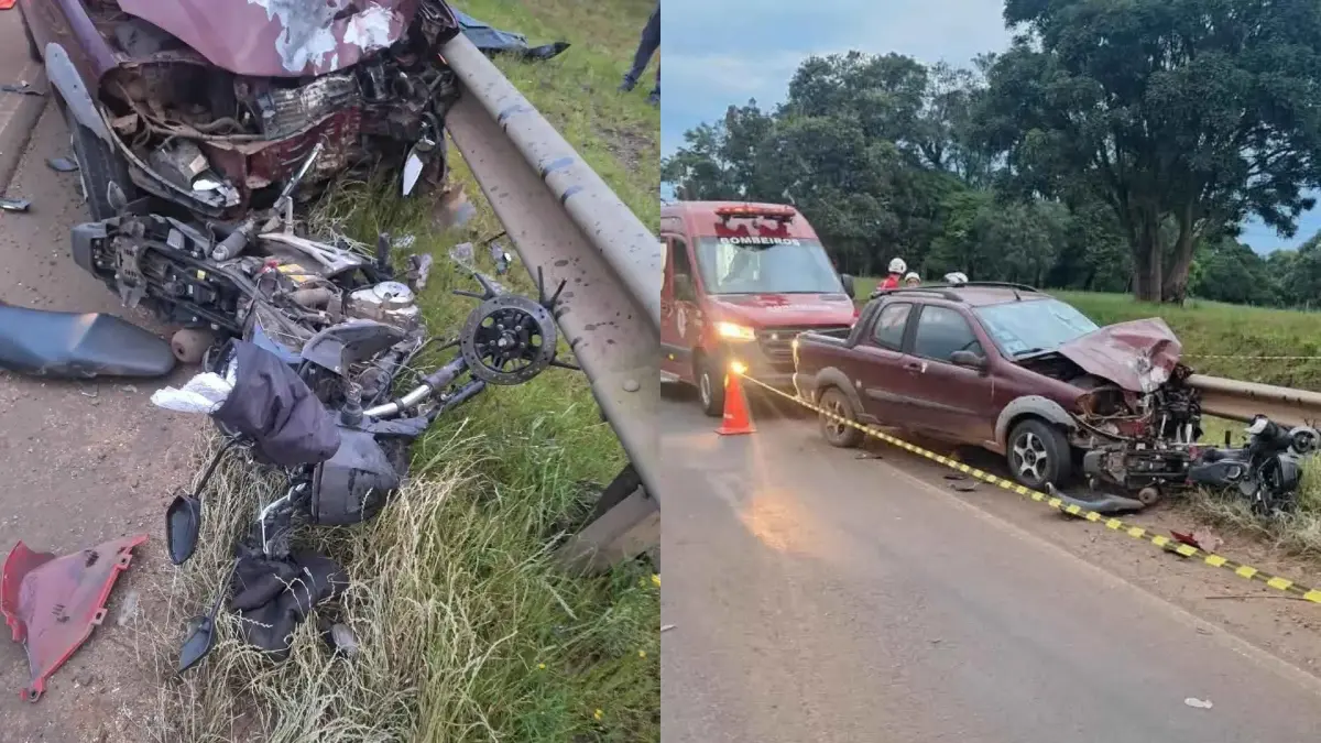 Jovem de 23 anos morre após carro invadir a pista contrária e bater de frente em moto em rodovia de SC | Foto: PMRv