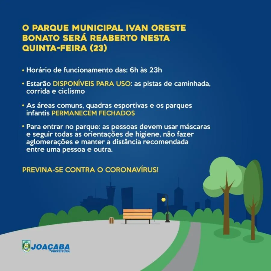 Parque Municipal Ivan Oreste Bonato será reaberto nesta quinta-feira (23)