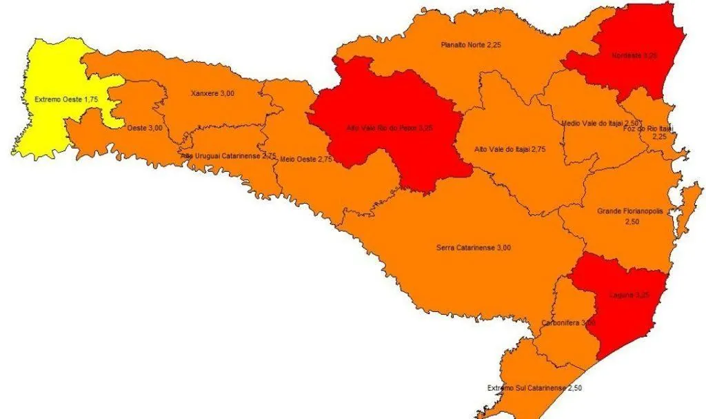 Região de Herval d’Oeste deixa a classificação de risco gravíssimo para contágio de Covid-19