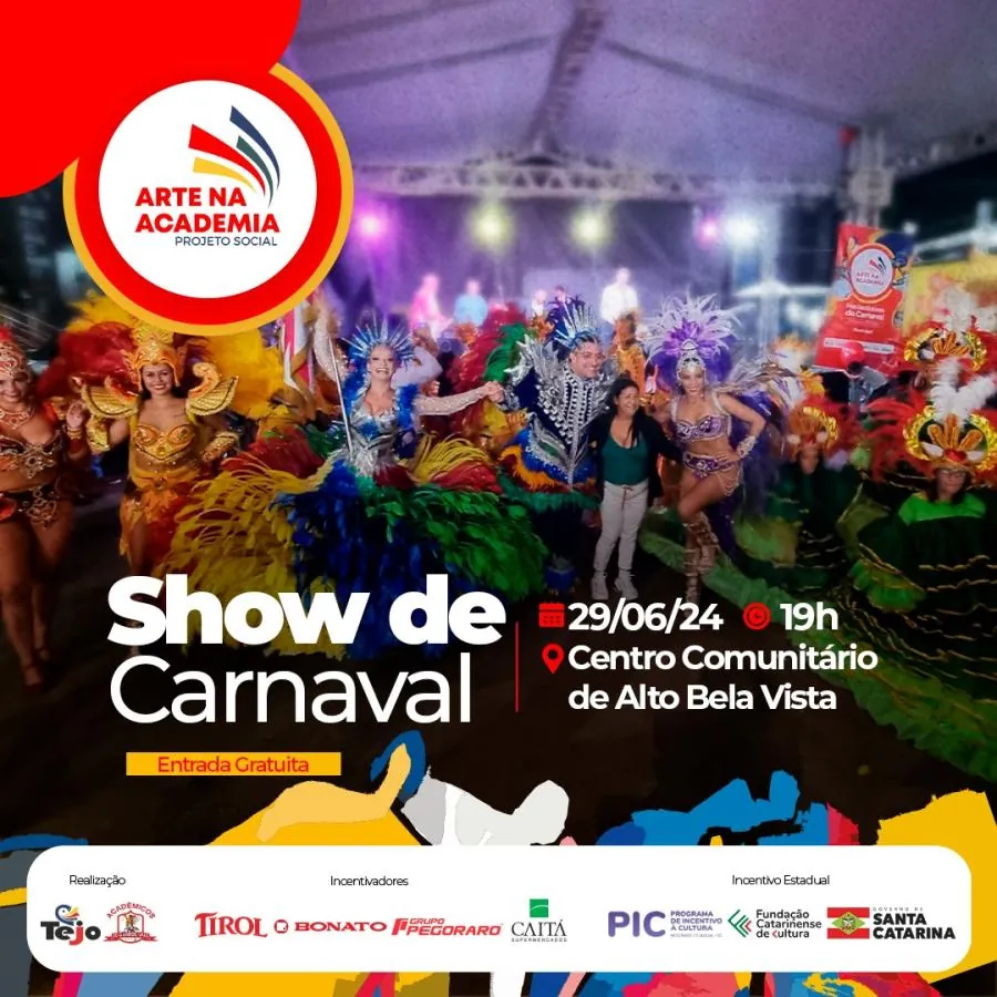 Show de Carnaval do Projeto “Arte na Academia” será apresentado em Alto Bela Vista
