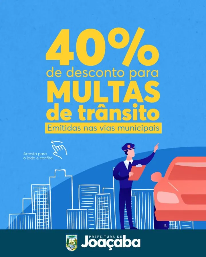 Diretoria de Trânsito de Joaçaba anuncia desconto de 40% em multas de trânsito emitidas nas vias municipais