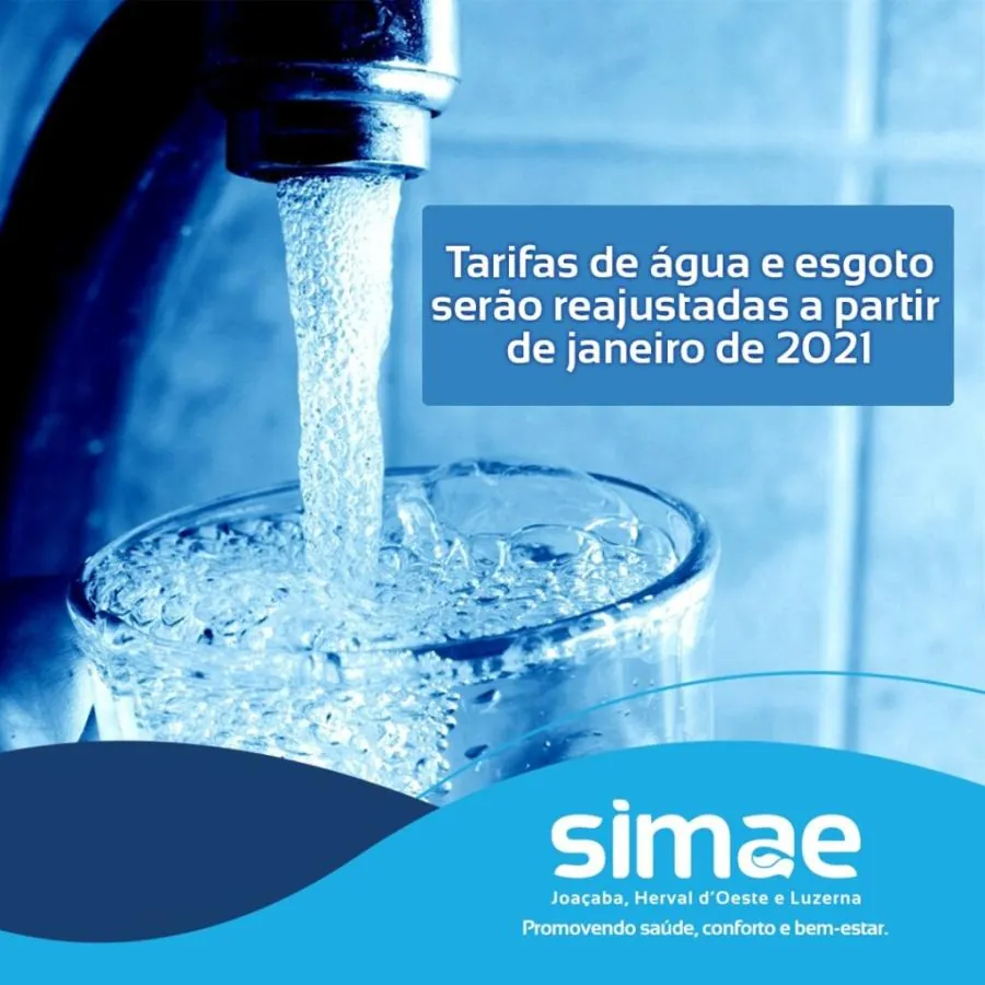 Tarifas de água e esgoto serão reajustadas a partir de janeiro de 2021 pelo SIMAE