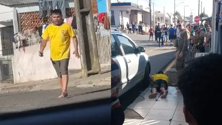 HOMEM ARMADO COM FACA É CONTIDO A TIROS PELA POLÍCIA MILITAR NAS PROXIMIDADES DE CRECHE