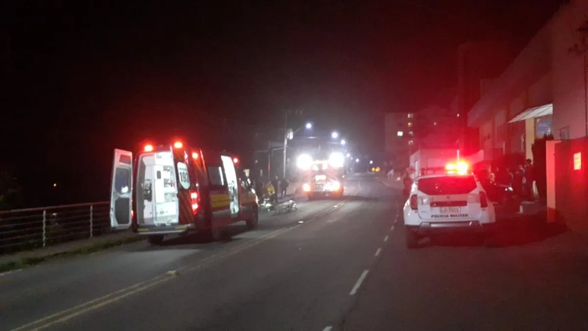 Motociclista fica ferido após colisão em Luzerna